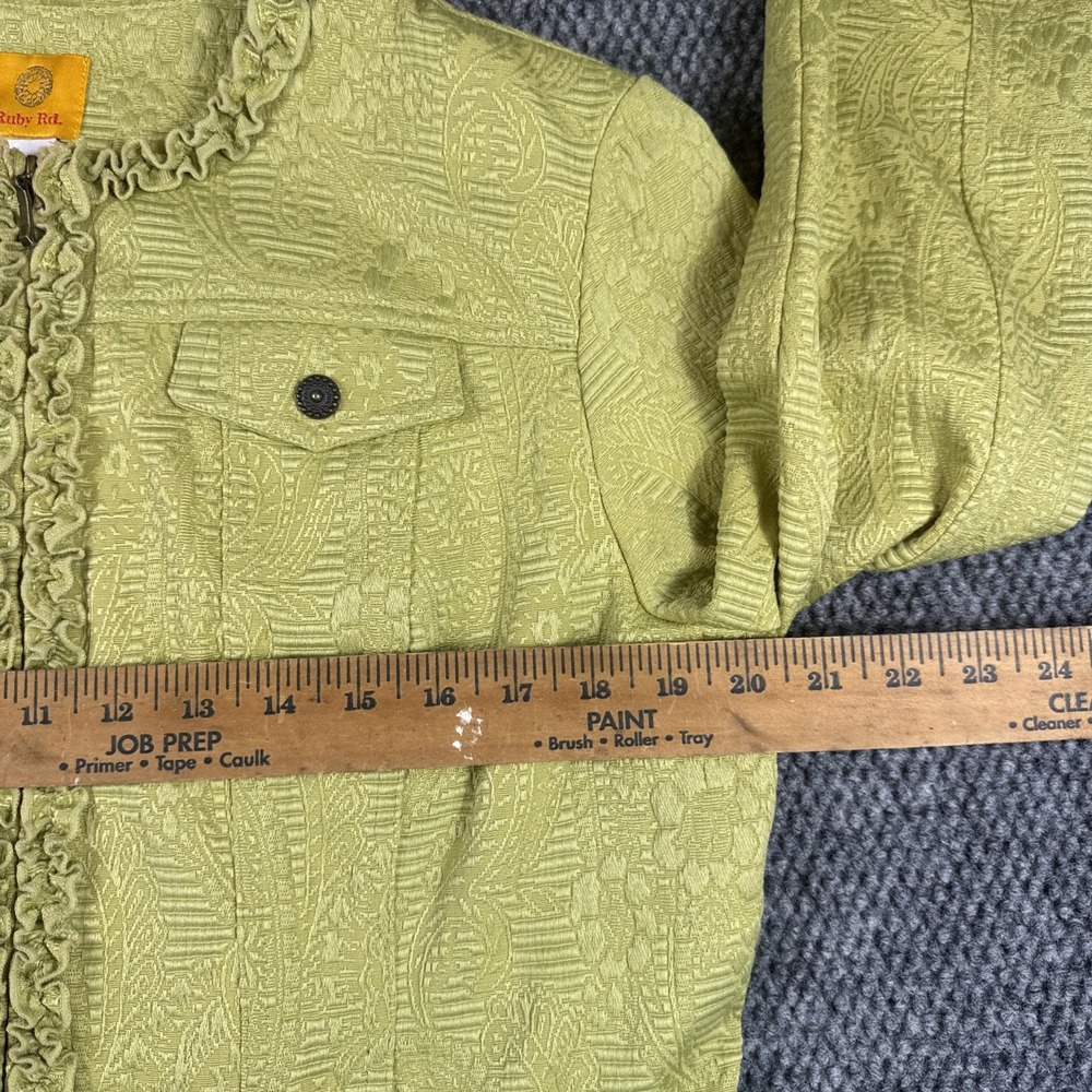 Ruby Rd. Chartreuse Textured Ruffle Front Jacket - Picture 9 of 15
